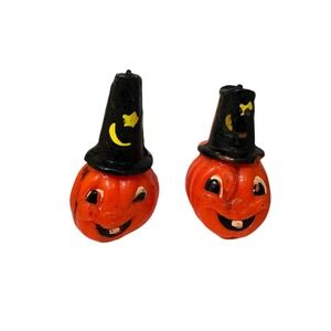 Vintage Gurley Pumpkin Head Witch Candles Pair‎ – Halloween Decor